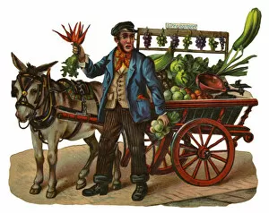 Greengrocers Collection: Victorian Scrap, man with vegetable cart