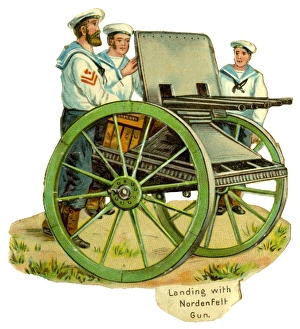 Victorian Scrap - Navy Landing with Nordenfelt Gun Victorian Scrap - Navy Landing with Nordenfelt Gun