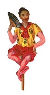 Images Dated 16th December 2015: Victorian Scrap, oriental performer with fan