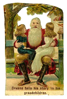 Tells Prints: Victorian scrap, Robinson Crusoe tells his story