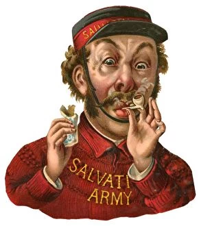 Victorian scrap - Salvation Army pipe smoker