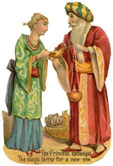 Images Dated 7th March 2019: Victorian scrap, scene from Aladdin