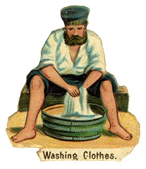 Images Dated 23rd August 2017: Victorian Scrap - Washing Clothes in the Navy