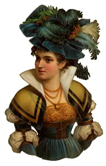 Images Dated 7th September 2018: Victorian Scrap, woman in a large hat
