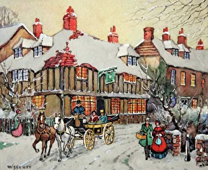 Victorian street scene with carriage