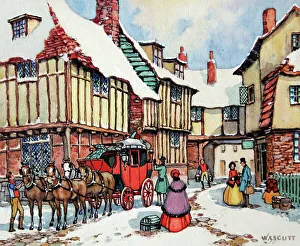 Victorian street scene with coach