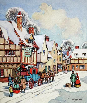 Victorian street scene with coach