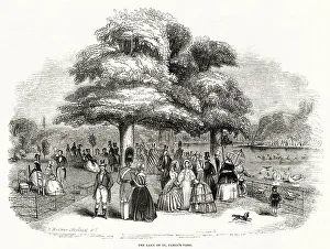 Victorians Prints: Victorian taking a walk in St James's Park
