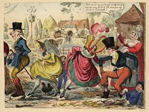Images Dated 22nd October 2019: Victorian tourists wading through dung on a farm