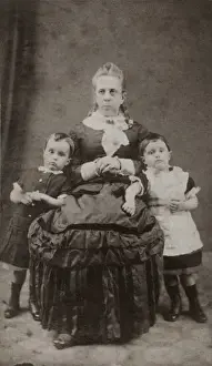 Crinoline Prints: Victorian woman with two children