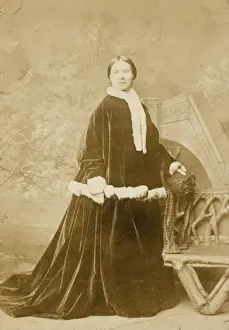 Polhill Prints: Victorian woman in dark velvet trimmed with white fur