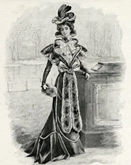 Images Dated 29th January 2018: Victorian woman wearing a princess robe secured at neck & waist
