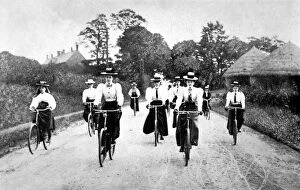 Cyclists Collection: Victorian Women Cyclists Descending a Hill, c. 1898