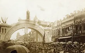 Crowded Prints: Victory arch and parade, Oshkosh, Wisconsin, USA