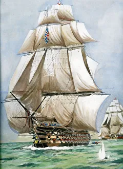 The Victory Going Into Action At Trafalgar