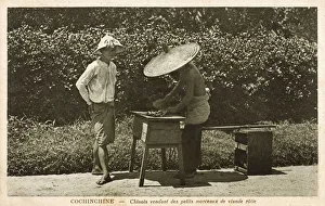 Roast Gallery: Vietnam - Chinese man selling small pieces of roasted meat