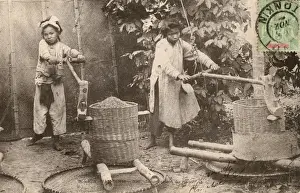 Tonkin Prints: Vietnam, Hanoi - Rice Husking