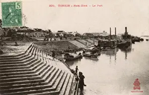 Junks Prints: Vietnam - The Harbour / Port at Nam Dinh