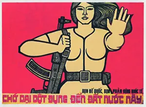 Warning Prints: Vietnam War - Patriotic Poster - Colonialists Beware!