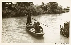 Punt Prints: Vietnam - Young boys punting on a river / stream