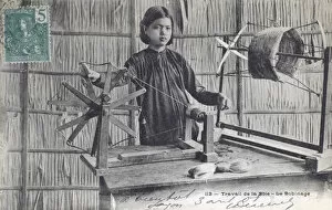 Spin Gallery: Vietnamese girl spinning silk by hand