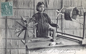 Spin Gallery: Vietnamese girl spinning silk by hand