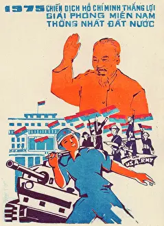 Vietnamese Patriotic Poster - Ho Chi Minh's Victory Campaign