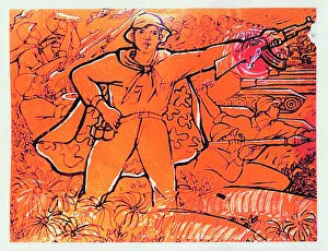 Viet Prints: Vietnamese Patriotic Poster - Onward to Victory
