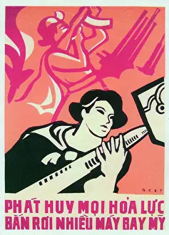 Viet Prints: Vietnamese Patriotic Poster - Shooting Down American Planes