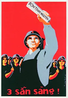 Countries Prints: Vietnamese Patriotic Poster - Willing Volunteers