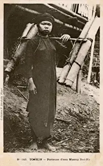 Mountainous Prints: Vietnamese Water Carrier - Muong People - Hoa Binh Province