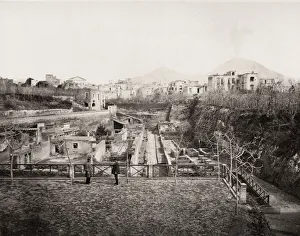 Barrow Gallery: View of the archaeological site at Herculaneum, Vesuvius