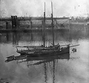 Barry Prints: View of Barry Harbour with boats, South Wales
