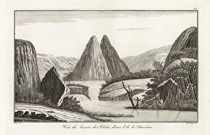 Mineralogy Prints: View of the Basin of Chites, Reunion Island, 1804