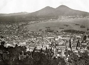 View of the Bay of Naples and Mount Vesuvius, Italy circa 18
