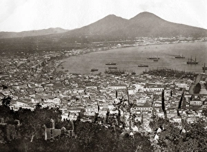 View of the Bay of Naples and Mount Vesuvius, Italy circa 18 View of the Bay of Naples and Mount Vesuvius, Italy circa 18