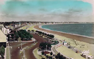 Beachfront Prints: A view of the beach and promenade at La Baule, 1920s