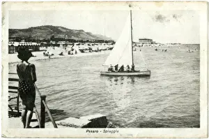 View of the beach and sea, Pesaro, Italy