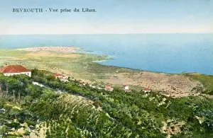 Lebanese Prints: View of Beirut (Beyrouth) in the distance