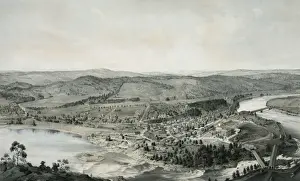 Bellows Prints: View of Bellows Falls Vt. From Table Rock. June, 1855
