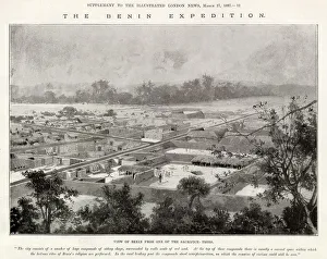 Sacrifice Prints: View down over Benin City from one of the sacrifice trees'. Date: 1897