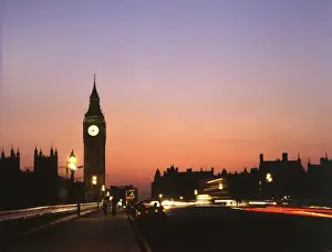 Twilight Prints: View of Big Ben and Westminster Bridge, London