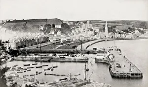 Cityscape Collection: View of boats and the harbour at Rothesay, Scotland