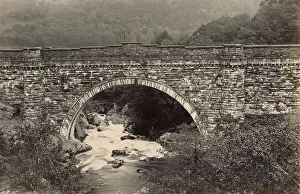 Foam Prints: View of bridge and river, North Wales Date: circa 1889