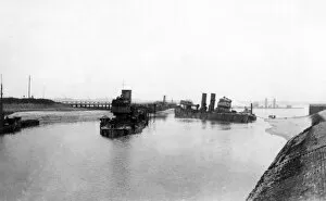 View of Bruges Canal, Zeebrugge, Belgium, WW1