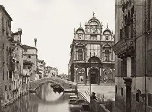 View of canal and city architecture, Venice, Italy