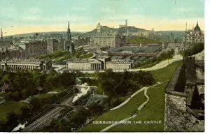 Midlothian Prints: View from Castle with Railway, Edinburgh, Midlothian