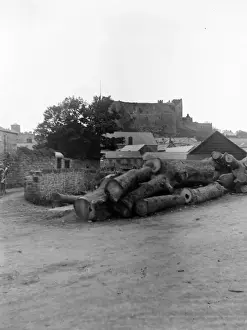 View of the Castle, with timber, Haverfordwest, South Wales