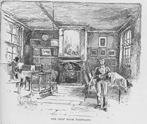 Chop Prints: View of The Chop Room fireplace inside the atmospheric Old Cheshire Cheese pub just off