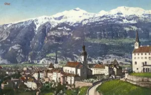 Graveyard Prints: View of Chur (Coire), Grisons, Switzerland